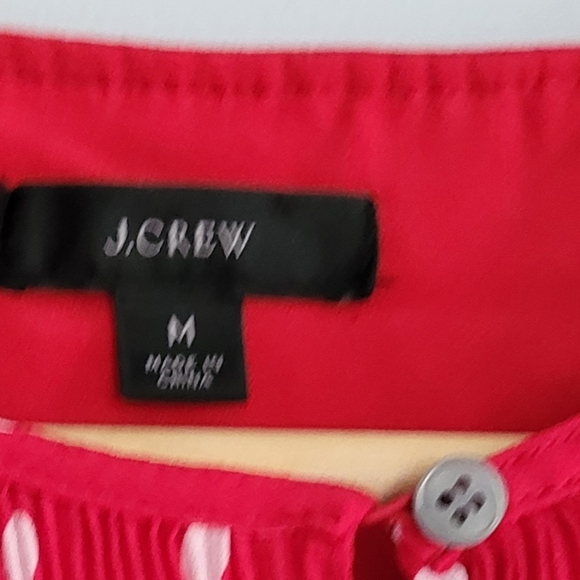 J.Crew Red and White Polka Dot Pinch Pleat Flowing Blouse Size Medium - Picture 5 of 5